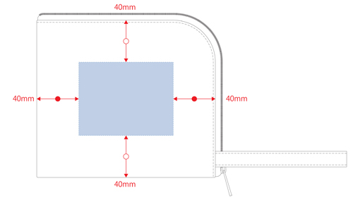 マークレススタイル キャンバスL字ファスナーフラットポーチ （S）TP-0007 名入れ印刷可能範囲