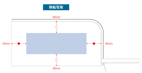 マークレススタイル キャンバスL字ファスナーフラットポーチ  名入れ印刷可能範囲2