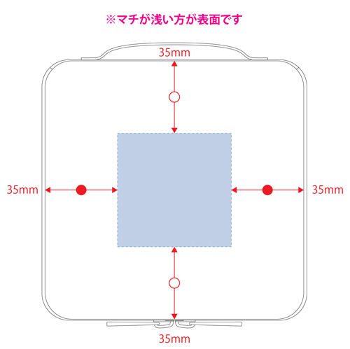 マークレススタイル キャンバススクエアファスナーポーチ（S）TP-0009 名入れ印刷可能範囲