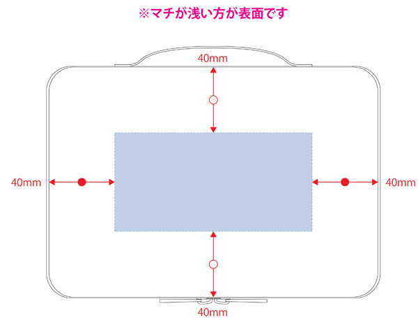 キャンバススクエアファスナーポーチ（M）名入れ印刷可能範囲