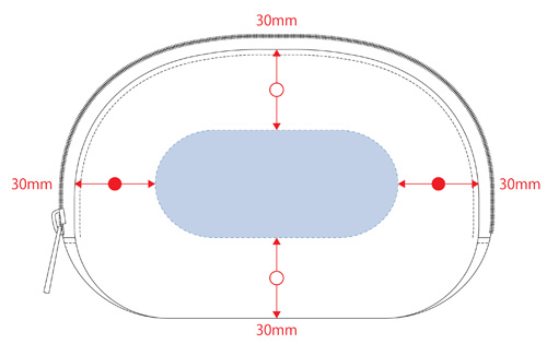 キャンバスラウンドティッシュポーチ TP-0011 名入れ印刷可能範囲