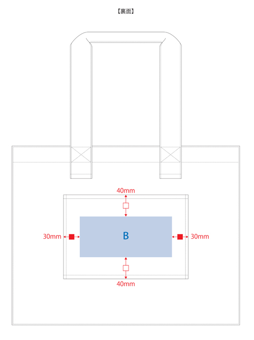 キャンバスカラーハンドルスクエアキャリーオントート TR-1384 名入れ印刷可能範囲3