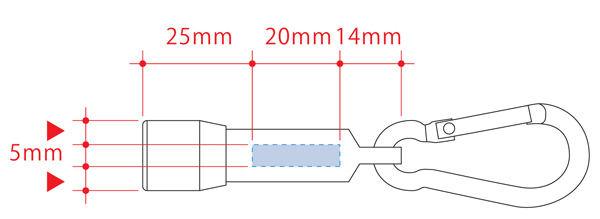 LEDカラビナ付ライトTS-0632 防災用品 名入れ印刷可能範囲