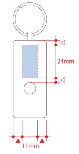 LED３灯フラットライトキーホルダー TS-1044 名入れ印刷可能範囲